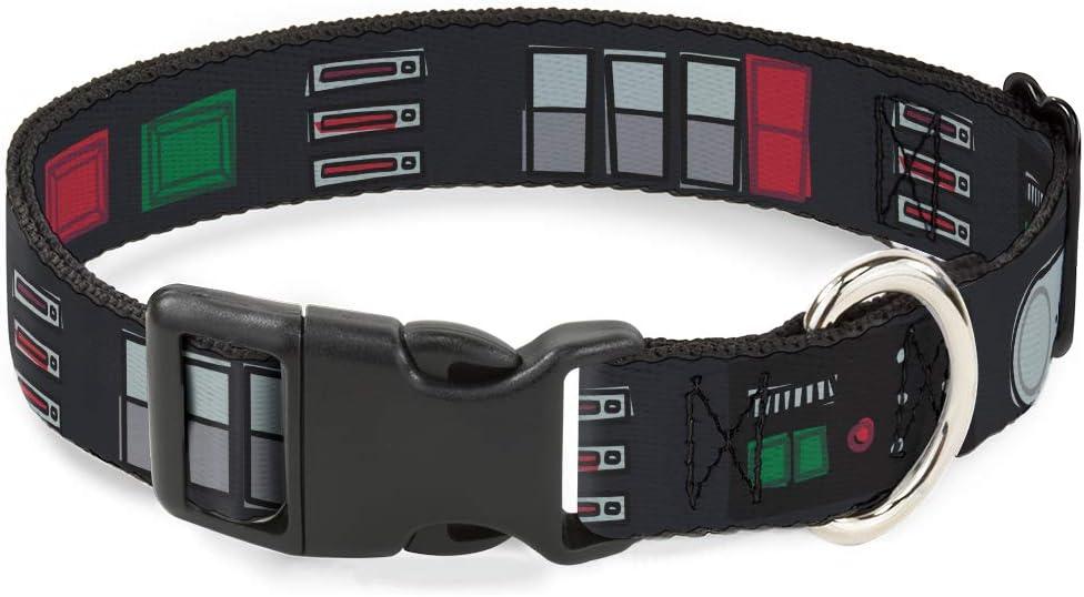 Buckle-Down Dog Collar Plastic Clip Star Wars Darth Vader Utility Belt Bounding3 Black Grays Reds 18 to 32 Inches 1.5 Inch Wide, Multi Color (DC-BKSR-WSW141-1.5-L),1.5" Wide - Fits 20-31" Neck - Large