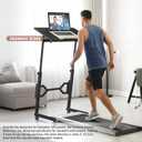 Enayplon Small Standing Desk with Wheels, Portable Treadmill Desk, Rolling Desk Adjustable Height for Laptop, Mobile Standing Table for Walking Pad, Bedside Table