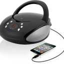 GPX, Inc. Portable Top-Loading CD Boombox with AM/FM Radio and 3.5mm Line in for MP3 Device - Black