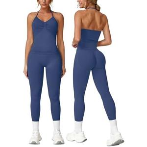 ABOCIW Workout Sets for Women Seamless Scunch Butt Lifting Impact Leggings1Piece Gym Outfits,L