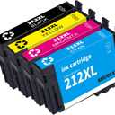 212XL Ink Cartridges High Capacity Black & Standard Color Combo Pack Remanufactured for 212 Ink Cartridges for XP-4100 XP-4105 Workforce WF-2830 WF-2850 Printer (4-Pack)