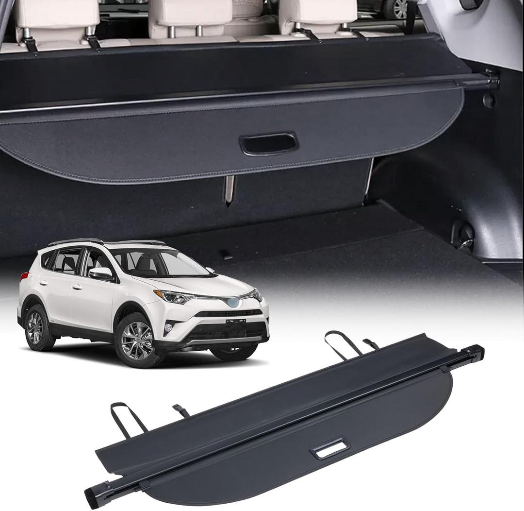 Retractable Cargo Cover for Toyota RAV4 2013 2014 2015 2016 2017 2018, Anti-Peeping Rear Trunk Cover Luggage Security Shield Shade(Canvas)
