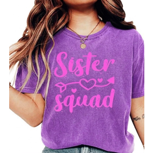 Sister Squad Shirt. Matching Family, Relaxed Modern Fit, Cotton Blend Unisex T-Shirt. Adult Sisters Shirts. Purple, Size M