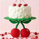 Lallisa 12" Cherry Cake Stand 3D Red and Green Cherry Party Decorations PVC Dessert Holder Centerpieces for Birthday Baby Shower Wedding Party Supplies