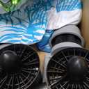 2 Sets Motorized Pool Float for Adults, Electric Inflatable Pool Lounger Float Driving Tube Floating with Pusher Handles Cup Holder for Summer Water Beach(Leaves,Blue Greeen)