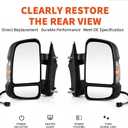 2PCS 5VF00JXWAE 5VF01JXWAE Power Outside Rear Door Mirror Left Driver & Right Passenger Side w/Turn Signal For 2014-2023 Ram ProMaster 1500 2500 3500, Heated Power Folding Black View Mirror