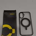 NIMASO for iPhone 16 Case with 360 Spin Magnetic Stand, Compatible with MagSafe, Shockproof Military-Grade Protection Cover, Anti-Yellowing Translucent Matte Phone Case for iPhone 16 (6.1 inch),Black