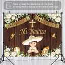 InMemory Newborn Mi Bautizo Backdrop Wood White Flower Gold Boy God Bless First Holy Communion Baptism Party Decorations Banner Photography Background Photo Booth Props 8x6ft
