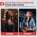Pyle Universal Microphone Stand - M-6 Mic Mount Holder and Height Adjustable from 27.5” to 57.5” Inch High w/Compact Round Base Plate - Quick Setting Lock-Tight Knob Lightweight and Reliable PMKS40