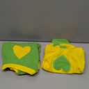 2 Pack Dog Pajamas Small Sized Dog Fleece Pajamas Cute Dogs Fleece Sweater Doggy Sweater Love Pattern Onesies for Pjs Small Clothes (Medium(suggest length of back 11''), green)