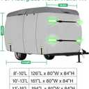 Fiberglass Travel Trailer Cover, Upgraded 7 Layers Top Fits 13 to 16 Feet Trailers, Waterproof Camper Cover, RV Cover with Extra Windproof Ropes, Adhesive Repair Patche