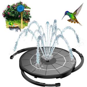 AISITIN 3.5W Solar Fountain Pump Upgraded 2026, DIY Solar Bird Bath Fountain Kit & Built-in 1200mAh Battery & Windmill 9 Nozzles & 3 Fixed Bracket for Bird Bath, Garden, Pond, Courtyard and Outdoor