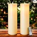Gerrii 2 Pack 15.5" x 4" Large Outdoor Flameless Candle LED Waterproof Battery Operated Candle with Timer Remote Control Electric Flickering Flameless Tall Pillar for Patio Porch Lantern Indoor Decor