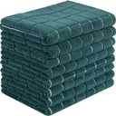 Microfiber Dish Towels - Soft, Super Absorbent and Lint Free Kitchen Towels - 8 Pack (Lattice Designed Green Colors) - 26 x 18 Inch (Dark Green)
