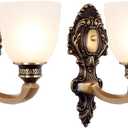 NOXARTE 2 Pack Vintage Wall Sconce Brass Wall Mounted Light Ceiling Fixture with Milk White Glass Shades for Living Room Bedroom Hallway (Copper)