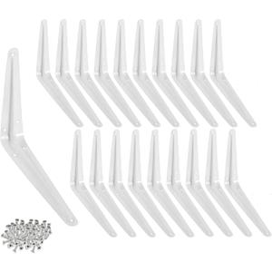 Wideskall Metal 6" x 8" inch Wall Corner Angle Shelving Shelf Brackets, White, Pack of 20