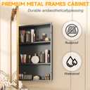 30"x 20"Bathroom Medicine Cabinet with Vintage Arched Mirror - All-Metal Gold Medicine Cabinets with Hand-Painted Aluminum Door Frame, 2 Stable & Removable Shelves, Black