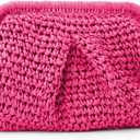 Emprier Straw Clutch Purse for Women Cloud Dumpling Pouch Straw Crossbody Shoulder Handbag Summer Beach Woven Bag (Rose Red)