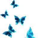 Butterfly Wall Decor Sticker Blue Luminous Big Butterfly Decal for Home Wall Window Decoration Glow in The Dark Removable Butterflies Stickers for Bedroom Bathroom Halloween Party Decorations 5PCS