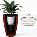 Hollyone Set of 2 Outdoor Tall Planter Plastic Pots for Plants Large Planters for Outdoor Indoor Plants with Drainage Hole 21" Gradient Red Glossy Tall Round Plant Pot Flower Pots Garden Decorations, 11.8"L x 11.8"W x 21.2"H