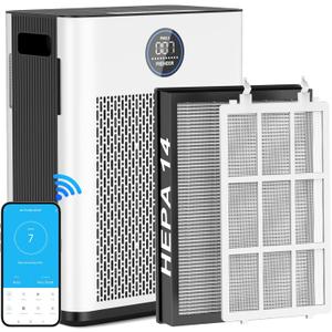 Air Purifier,FRESHDEW Smart WiFi Air Purifiers for Home with H14 HEPA and Activated Carbon Filter, Removes 99.99% of Dust,Odors,Smoke,and Pet Hair Covers up to 2300 Sq.Ft, Quiet and Energy Efficient Air Purifier,FRESHDEW Smart WiFi Air Purifiers for Home with H14 HEPA and Activated Carbon Filter, Removes 99.99% of Dust,Odors,Smoke,and Pet Hair Covers up to 2300 Sq.Ft, Quiet and Energy Efficient