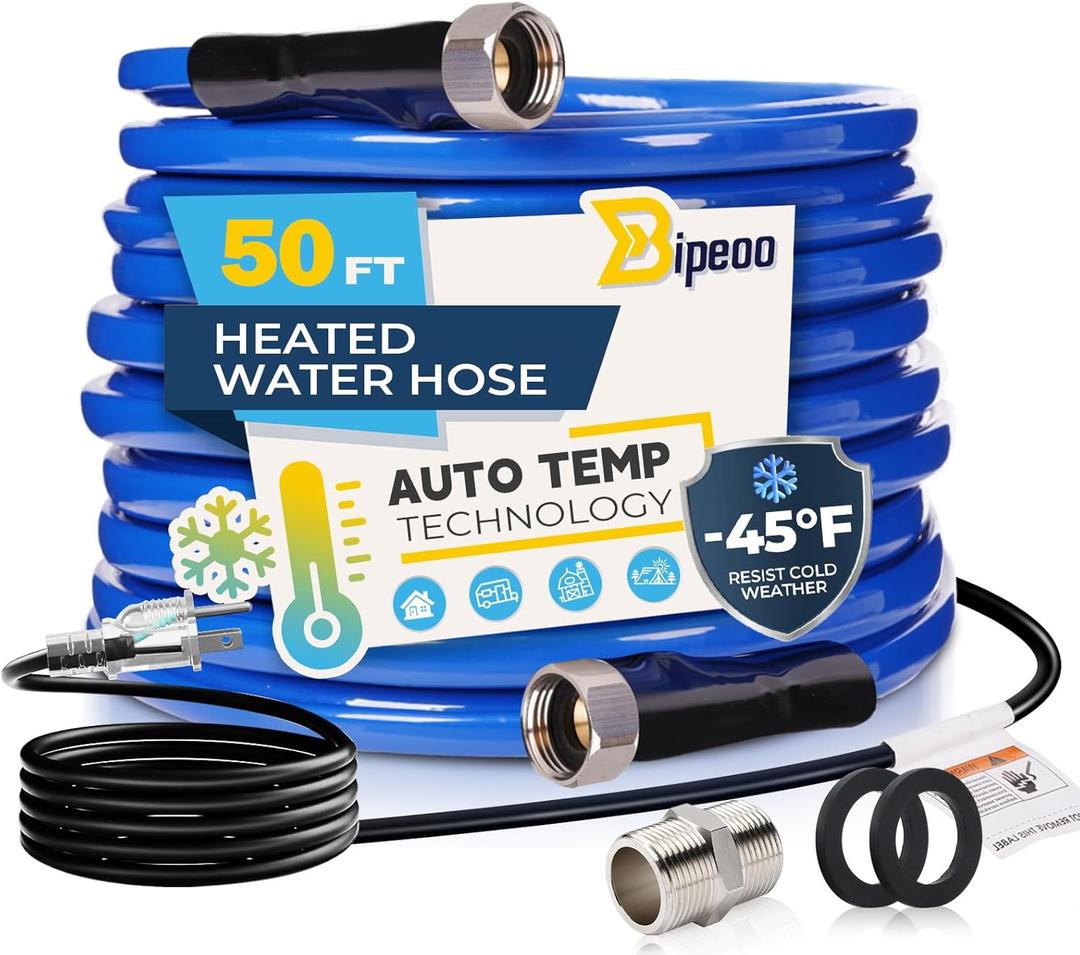 50FT Heated Water Hose for Rv,Heated Water Hose Antifreeze to -45°F,Great Rv Accessories for Campers,Livestock,Agriculture,Lead and BPA Free