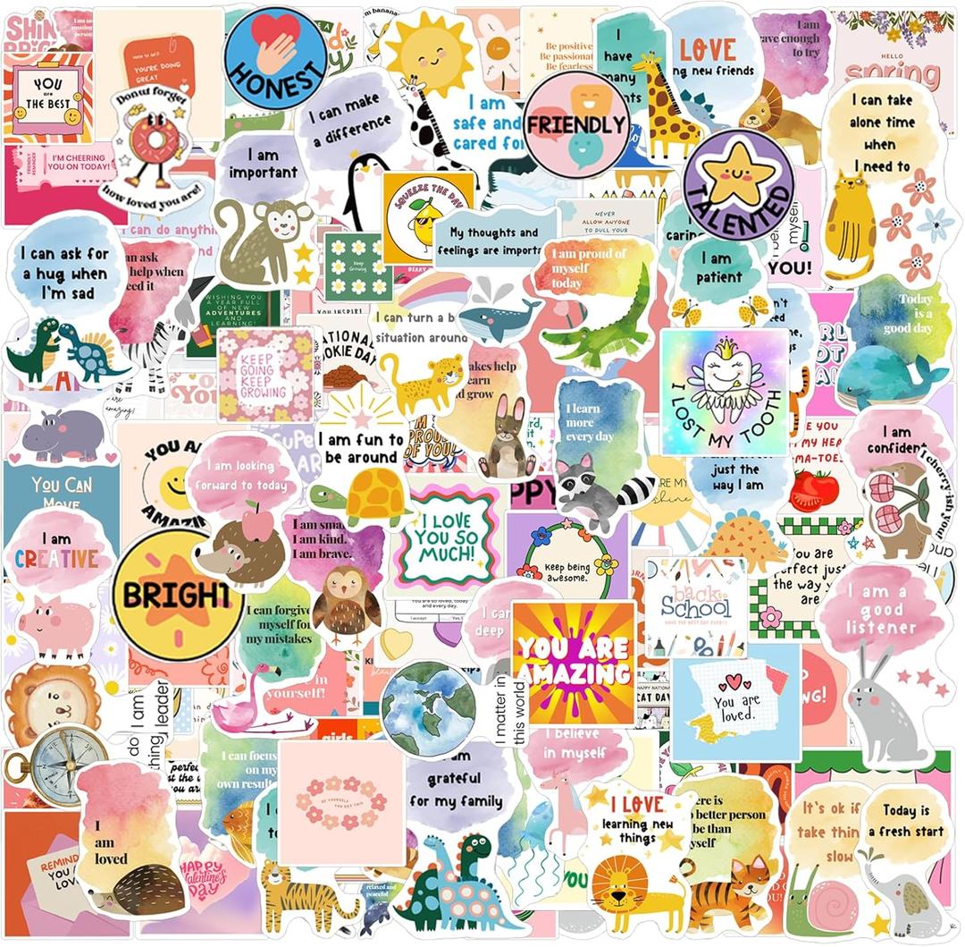218Pcs Motivational Stickers for Kids, Positive Affirmation Stickers Cute Animal Scrapbook Sticker for Adult Inspirational Encouraging Mental Health Sticker Decals for Water Bottle Journal(quote217)