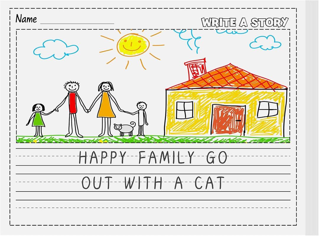 Eaasty 100 Sheets Story Writing Paper Bulk Handwriting Practice Paper for Kids Diary with Picture Story Space and Dotted Lines 11x8.5" Primary Composition Notebooks for Kindergarten Toddlers