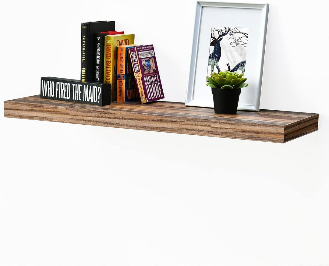 WELLAND 12" Deep Wall Shelves, Floating Wall Shelf Large Floating Shelves, 35.43" L x 11.81" D x 2" T, Deeper Than Others, Retro