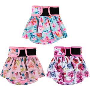 wegreeco Dog Diapers Female (3 Pack), Highly Absorbent Puppy Doggie Dog Diapers for Female Dogs Period, Washable Doggy in Heat, Small Medium Large Size (Ink Painting, Small)