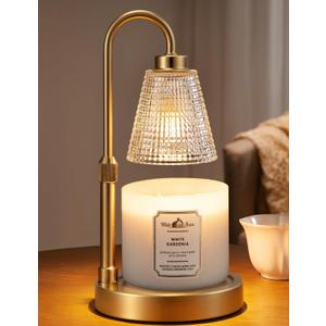 Big Gold Candle Warmer Lamp with Timer, Dimmable Candle Warmer for Home Decor, Height Adjustable Candle Lamp for Jar Candles, Birthday Gifts for Women Mom, House Warming Gifts New Home
