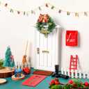 20 Pcs Christmas Elf Fairy Doors Decorations Enchanted Elf Doors Tiny Outdoor Xmas Decor Wooden Tiny Miniature for Girls Xmas Accessories Fairy Tale(Red)(White)