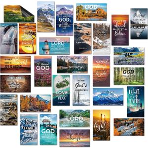 Blosssound 60 Pcs Inspirational Christian Magnets with Bible Verses Religious Refrigerator Magnet Motivational Quotes Fridge Scripture Positive Gifts for Home Office School Locker Decor(Scenery)