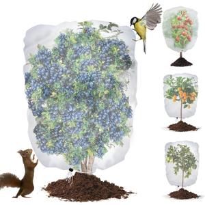 Garden Netting Mesh Plant Cover Bags with Drawstring 4.92Ft x 3.28Ft, 4 Pack Bird Netting Plants Cover Protection
