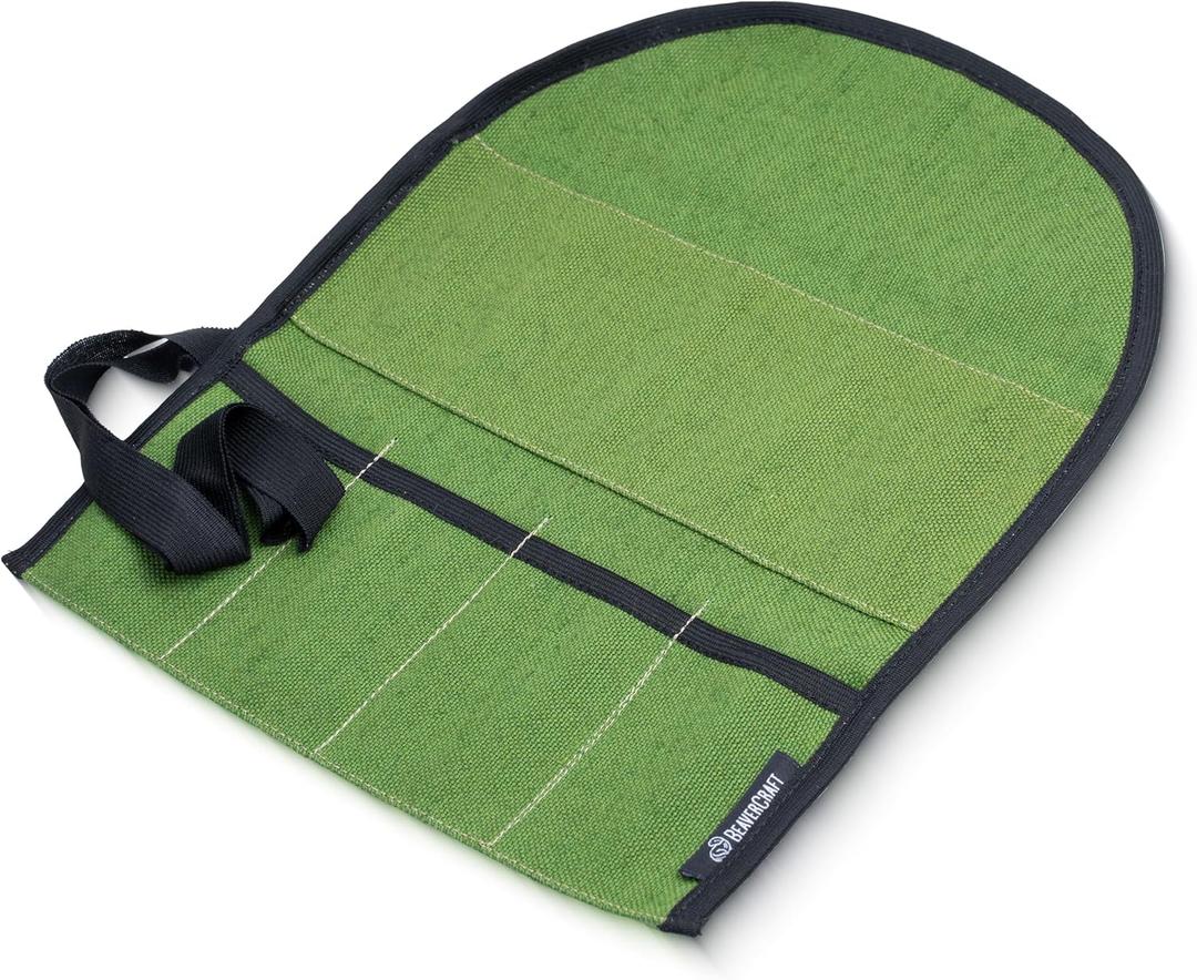 BeaverCraft TR4 Rolling Small Tool up Organizer Bag 4 Pockets Wrench roll up Pouch Gear roll up Tool Pouch for Knives and chisels Storage with 4 Slots