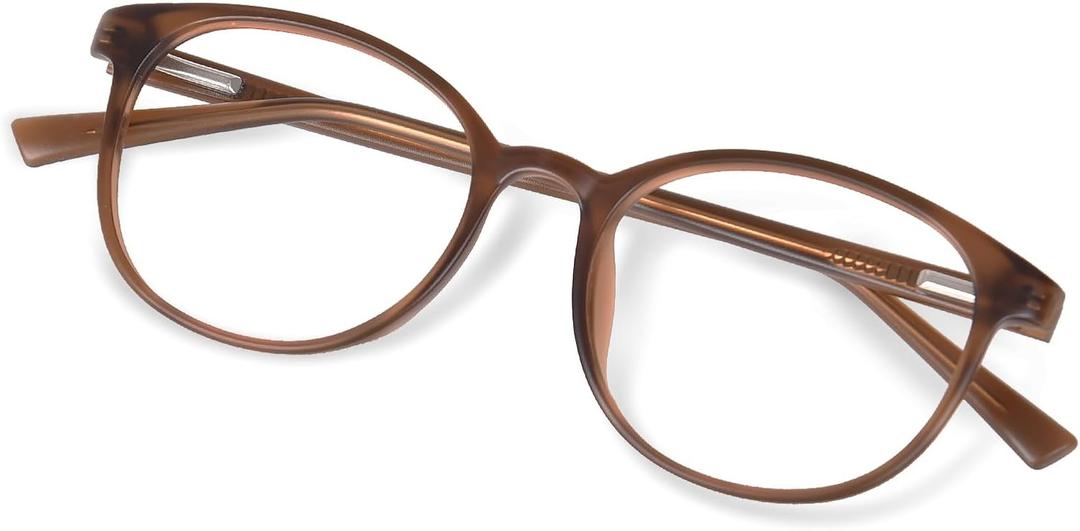 FONHCOO Blue Light Blocking Glasses Women Men Computer Eyeglasses,TR90 Fashion Round Transparent Anti Blue Light Glasses with Anti Eyestrain & UV Glare for Gaming & Reading (Matt Coffee)