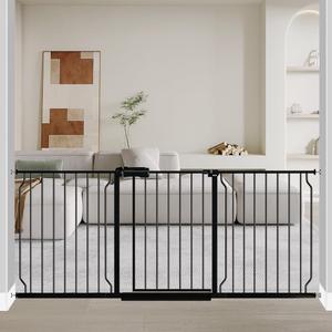 Fairy Baby Extra Wide Baby Gate Black 67-71.5 Inch Wide, Walk Through Pressure Mounted No Drill for Doorways, Long and Large Tension Gate for Pet and Kids
