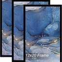 12x20 Picture Frame Set of 3, Black Frame for 12 x 20 Inch Picture Poster Photo, Light Weight and High Transparent 12 by 20 Frame for Wall - 3 Pack/Black/12 x20
