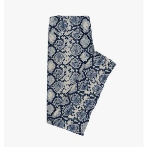 Lularoe Tall Curvy (TC fits Sizes 12-18) Snakeskin Blue Gray Buttery Soft Adult Leggings 7512-B10, Pack Of 2