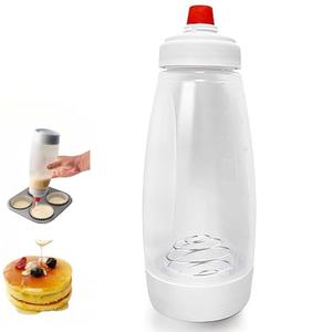 Batter Mixer and Dispenser with Whisk Ball, 1000ml Silicone Squeeze Pancake Batter Dispenser and Mixer, Stand Base and Leak-proof Sealing Ring for Pancakes Crepes Waffle Muffins Cupcakes