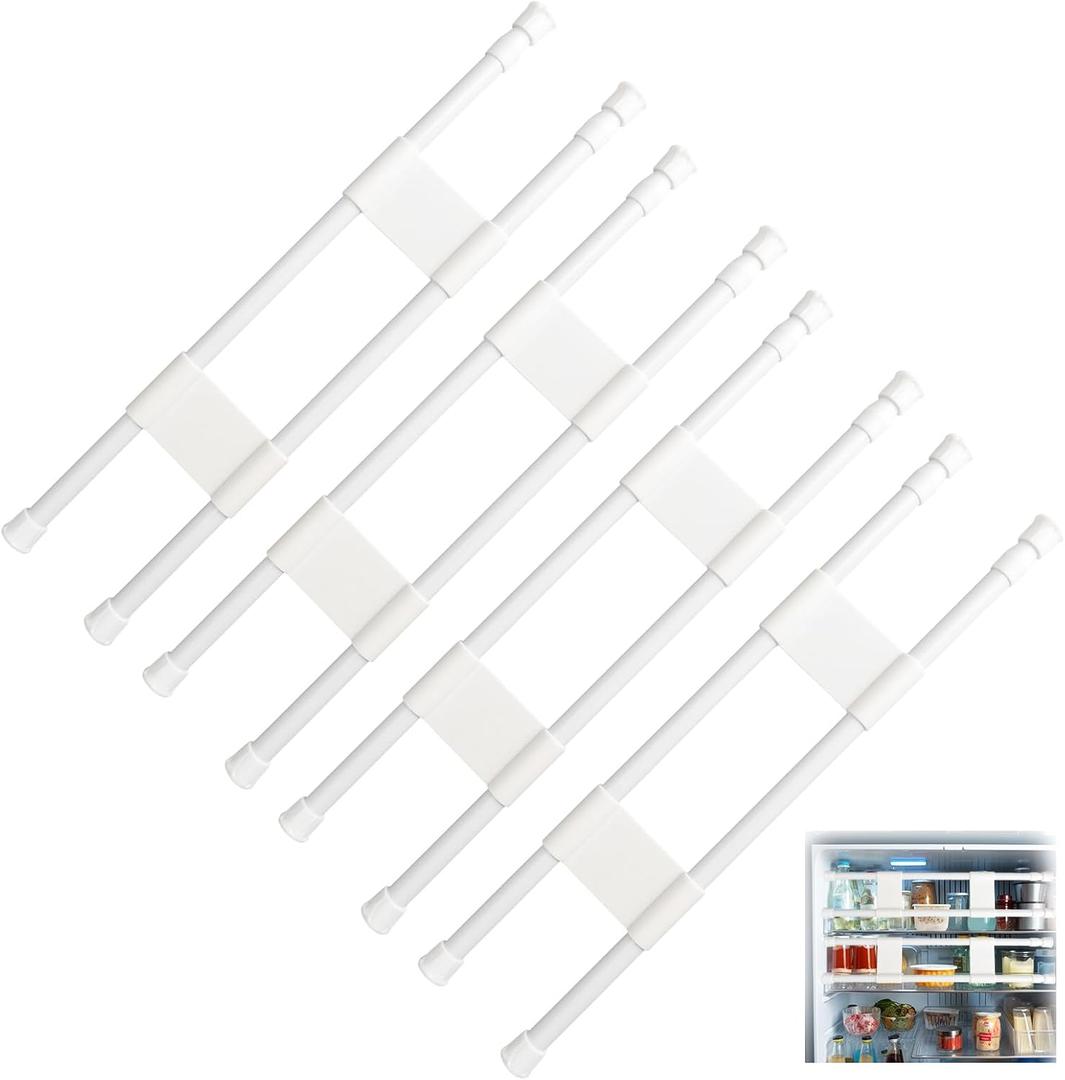 RVGUARD Double RV Refrigerator Bar Adjustable Fridge Tension Rod Holds Food and Drinks in Place Extends Between 16" and 28" for Camper Refrigerator, Kitchen, Cupboard, Bookshelf4Sets
