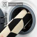 GIB Kitchen Mats for Floor Set of 2, 17.7"x28"+17.7"x59" Kitchen Rugs Non Slip/Skid Washable Runner Rugs, Stain Resistant Comfort Standing Mats for Kitchen Laundry Sink Decor, Black and Cream
