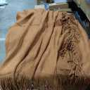 Homiest Decorative Knitted Throw Blanket with Fringe, Lightweight Acrylic Knit Blanket, Soft & Cozy Tassel Throw for Couch Sofa Bed (Camel Brown, 50 x 60 Inch)