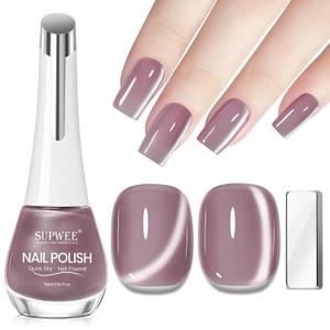 Magnetic Nail Polish Non Gel Quick Dry Glitter Cat Eye Nail Polish Cats Eye Toe Fingernail Air Drying Fast Lacquer Manicure Gift For Women Girls 16ml, 0.54fl oz, Pale Purple