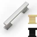 Rergy 20 Pack Cabinet Handles, 3 Inch Hole Center Pulls, Brushed Satin Nickel Kitchen Drawer Pulls and Knobs, Square Hardware for Bathroom Dresser