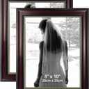 GraduationMall 8x10 Picture Frames, Real Glass, Display Photos for Wall or Tabletop, Mahogany with Gold Beads, 2-Pack