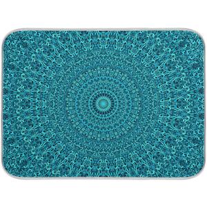 Super Absorbent Dish Drying Mat, Microfiber Fast-Drying Dish Mat, 24" x 18", Kitchen Dish Drying Pad, Mandala Turquoise Teal Blue Green