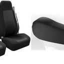 FH Group Classic Cloth Front High Back Seat Cover, Set of 2 (Built-in Seatbelt Compatible) Armrest Cover Semi-Universal (Flat Cloth Fabric - One Pair)