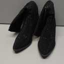 ABSOLEX Women Western Cowgirl Cowboy Pointed Toe Rhinestone Knee High Boots (9, Black)