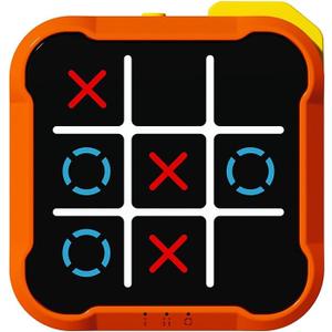 4-in-1 Tic Tac Toe Bolt Game, Handheld Electric Puzzle Game with Silent Mode, Portable Strategy Set for Kids & Adults,Travel Games, Birthday Gifts (Orange）